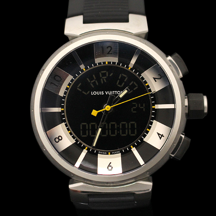 Louis Vuitton(루이비통) Q118F1 크로노그래프 땅부르 다미에 러버 스트랩 남성 시계