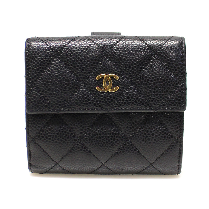 Chanel(샤넬) A48980 블랙 캐비어 스킨 금장 CC로고 반지갑 (19번대)