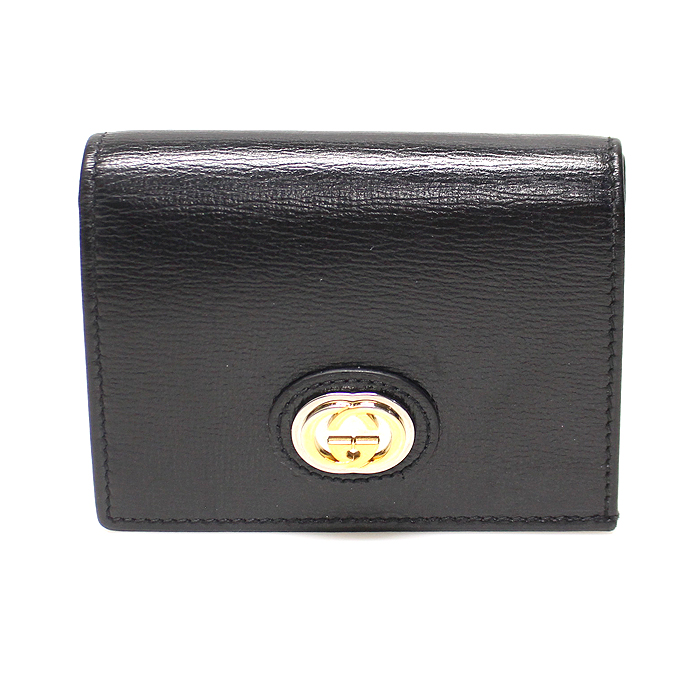 Gucci(구찌) 598532 블랙 레더 투톤 인터로킹 G 카드 케이스 반지갑