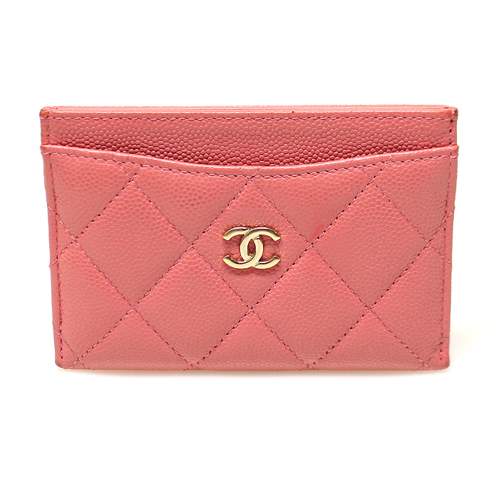Chanel(샤넬) AP0213 핑크 캐비어 금장 CC로고 클래식 카드 홀더 카드지갑 (28번대)