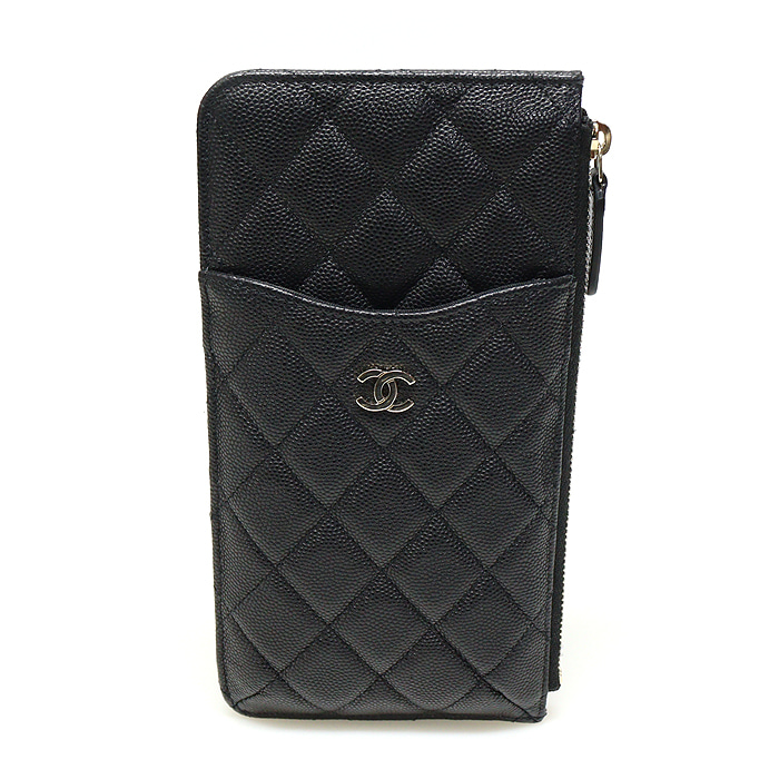 Chanel(샤넬) AP0225 블랙 캐비어 샴페인 골드 CC로고 폰 홀더 카드지갑 파우치 (30번대)