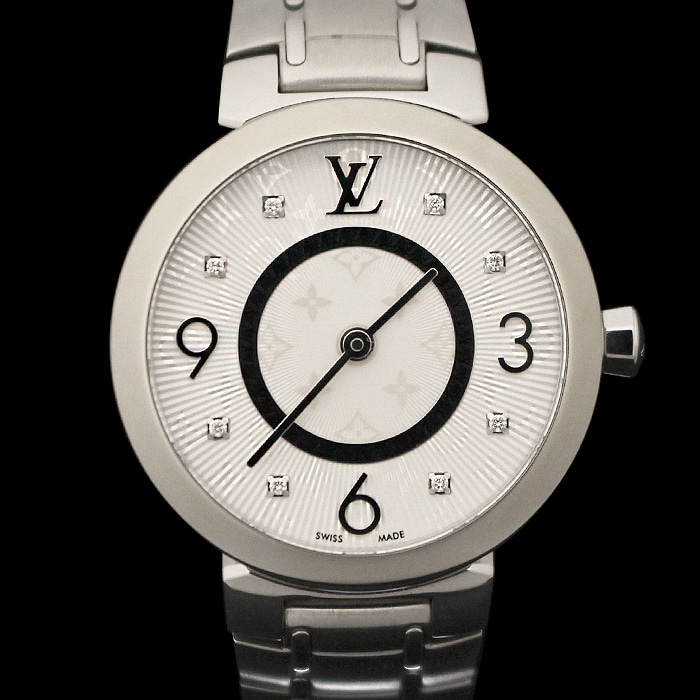 Louis Vuitton(루이비통) Q12MGZ 28MM 스틸 쿼츠 다이아 땅부르 슬림 여성 시계