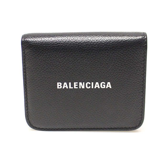 Balenciaga(발렌시아가) 594216 블랙 그레인 카프스킨 CASH 플랩형 코인 앤 카드 홀더