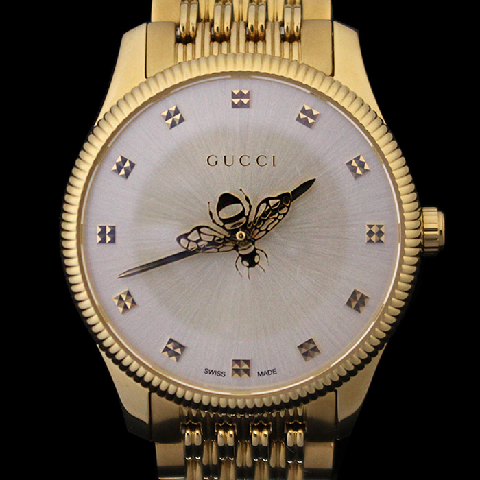 Gucci(구찌) YA1265021 29MM 옐로우 골드 PVD 쿼츠 꿀벌 G-타임리스 여성 시계