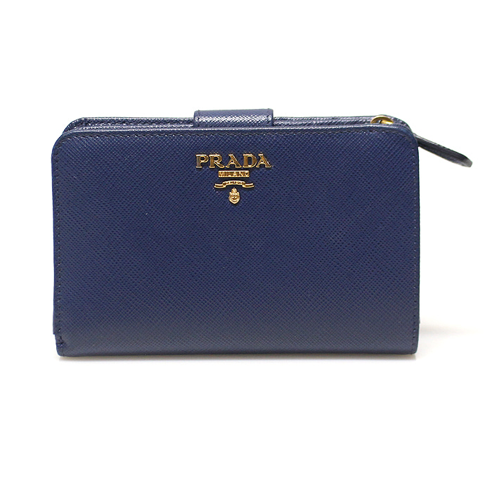 Prada(프라다) 1ML225 블루 사피아노 금장 메탈 로고 중지갑