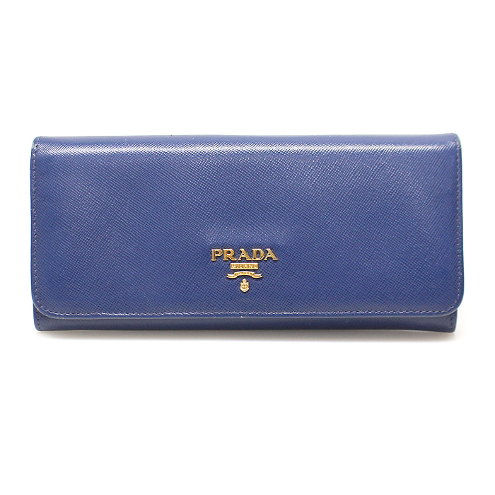 Prada(프라다) 1M1132 블루 사피아노 레더 금장 레터링 로고 장지갑