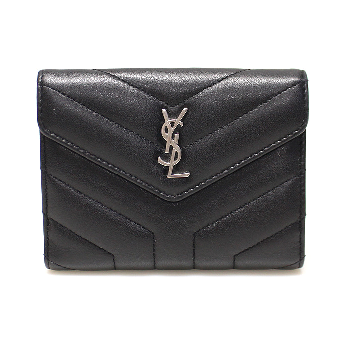 Saint Laurent(생로랑) 504965 블랙 카프스킨 은장 루루 엔벨로프 컴팩트 반지갑