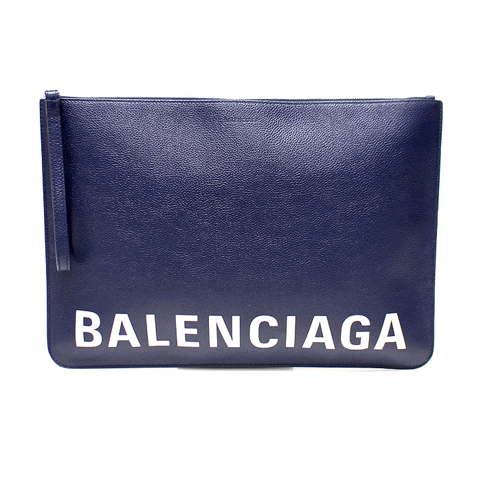 Balenciaga(발렌시아가) 630626 네이비 그레인 카프스킨 캐시 라지 핸드스트랩 클러치