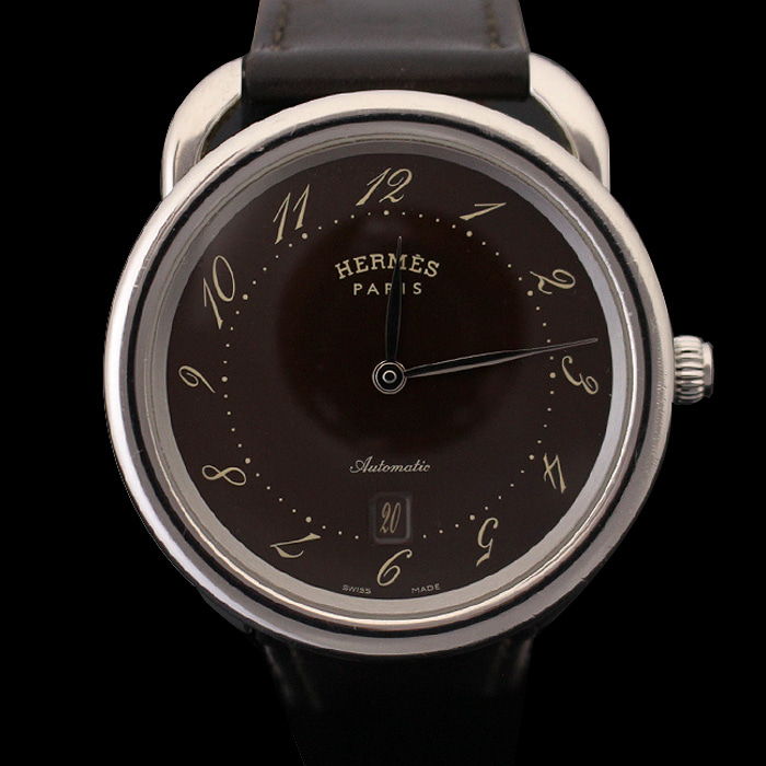 Hermes(에르메스) AR7.710 40MM 스틸 오토매틱 Arceau 아쏘 가죽밴드 남성 시계