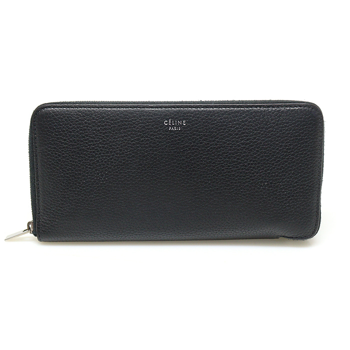 Celine(셀린느) 100953 블랙 레더 버티컬 짚 어라운드 장지갑