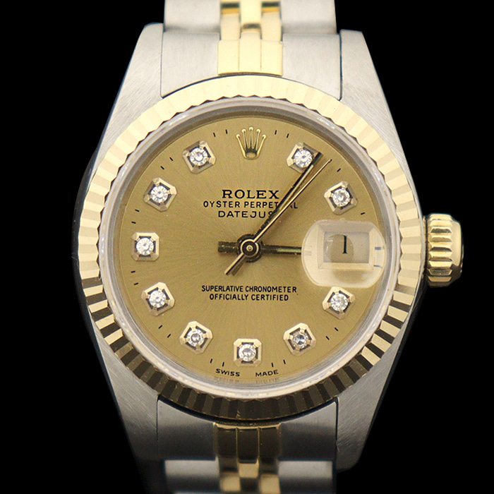Rolex(로렉스) 69173 26MM 18K 옐로우 골드 스틸 콤비 10P 다이아 데이저스트 여성 시계