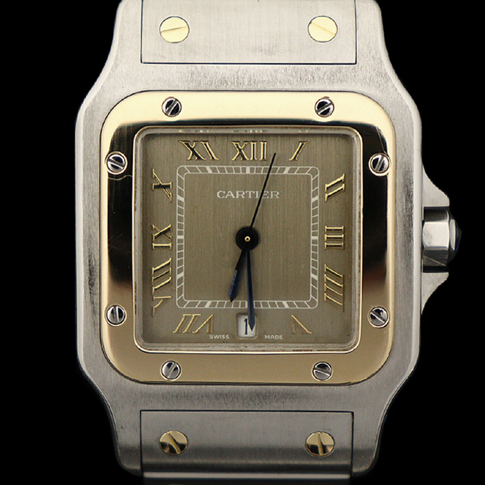 Cartier(까르띠에) 187901 18K 옐로우 골드 스틸 콤비 쿼츠 산토스 갈베 남성 시계