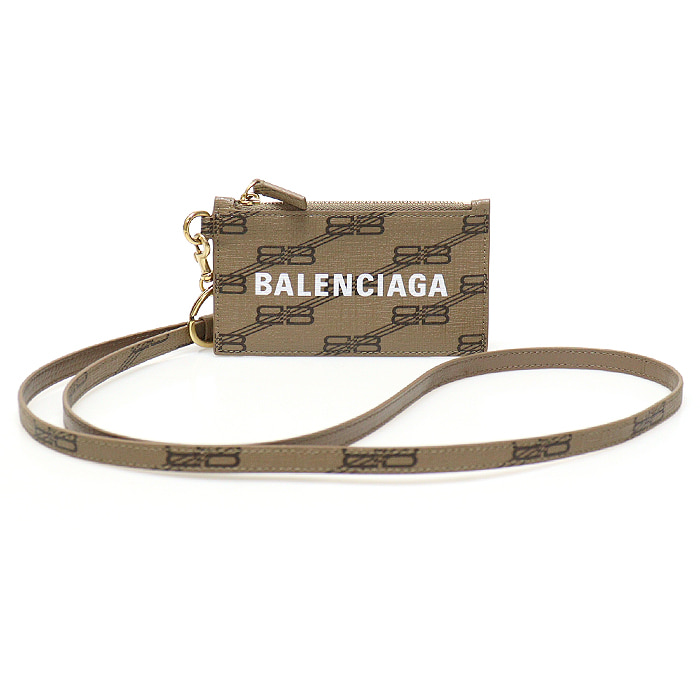 Balenciaga(발렌시아가) 594548 BB 모노그램 코팅 캔버스 시그니처 키링 카드 케이스