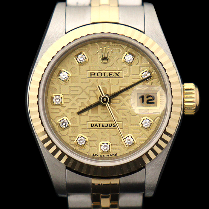 Rolex(로렉스) 79173 26MM 18K 옐로우 골드 스틸 콤비 컴퓨터판 10P 다이아 데이저스트 여성 시계
