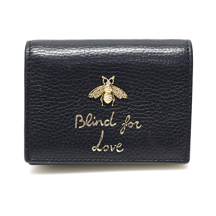 Gucci(구찌) 460185 블랙 레더 애니멀리에 꿀벌 카드 지갑