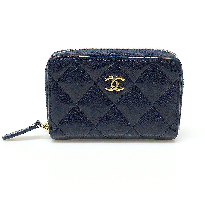 Chanel(샤넬) AP0216 네이비 캐비어 금장 CC로고 클래식 지퍼 동전 카드 지갑 (29번대)
