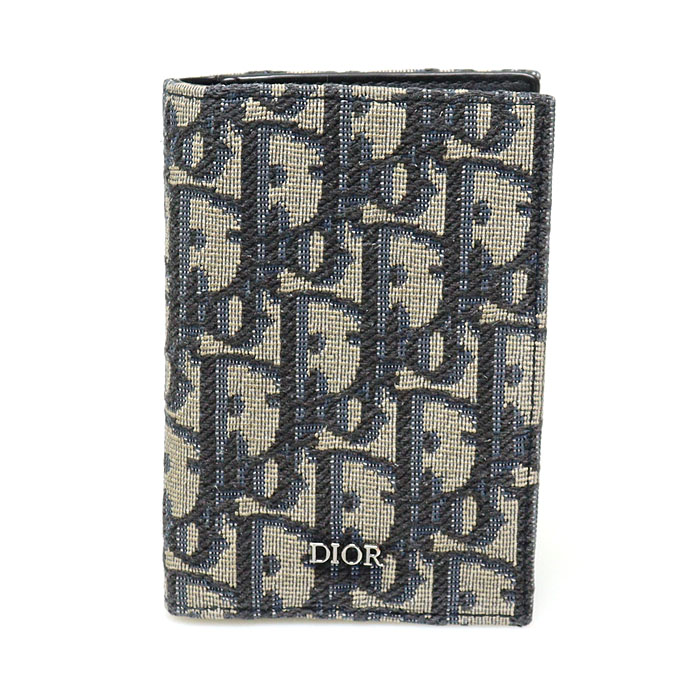 Dior(크리스챤디올) 2ESCH138YSE_H05E 베이지 블랙 오블리크 자카드 2단 카드 지갑