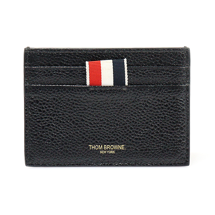 THOM BROWNE(톰브라운) MAW020L00198 블랙 페블 그레인 레더 로고 카드지갑