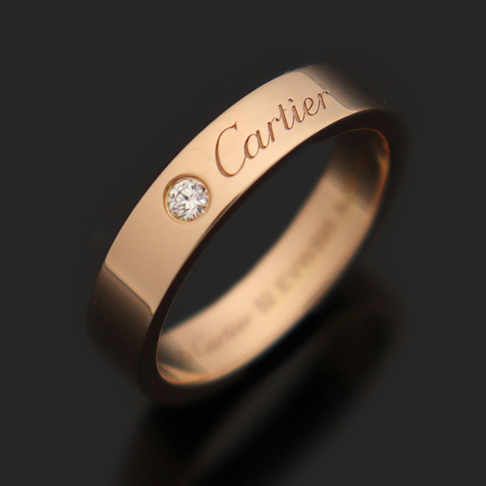 Cartier(까르띠에) B4086452 18K 핑크 골드 C 드 까르띠에 1P 다이아 웨딩 밴드 링 반지 52호