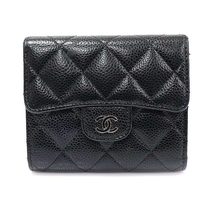 Chanel(샤넬) AP0231 블랙 캐비어 은장 CC로고 클래식 스몰 플랩 반지갑 (25번대)